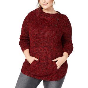 Style & Co 0X Red Black Envelope Sweater NWT 1C65